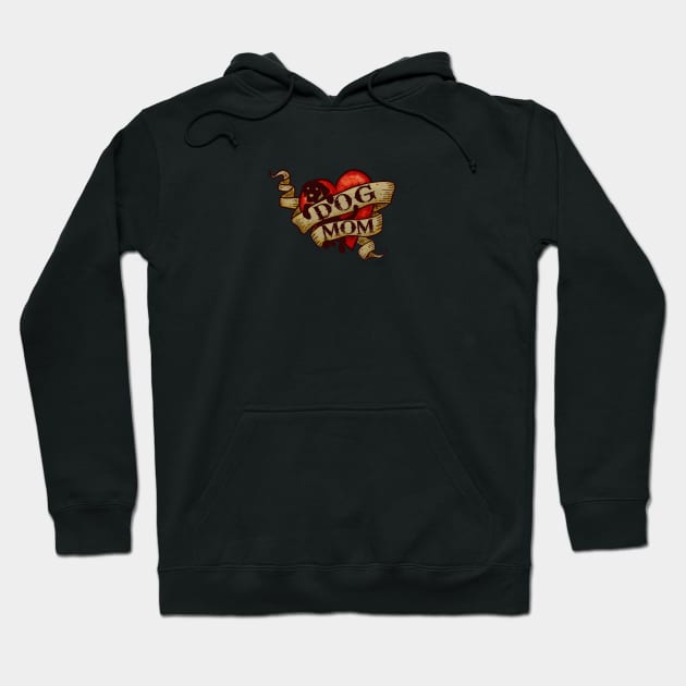 Vintage Heart Dog Mom Hoodie by Jitterfly